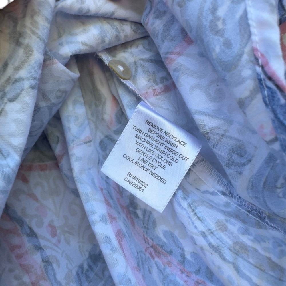 Alfred Dunner Blue Pink Paisley Button Front Blouse Women's XL Roll Tab Shirt - Picture 15 of 16